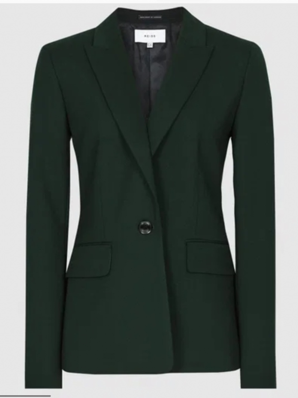 Reiss Ginnie Deep Green Wool-Blend Tailored Blazer – UK 6 / US 2